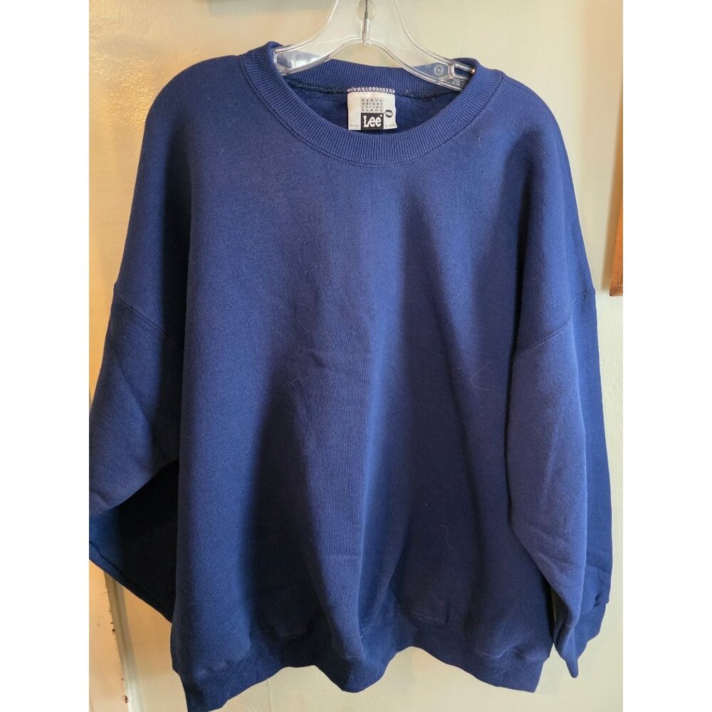 Lee Heavyweight Navy Blue Crewneck Sweatshirt 24W Made In USA